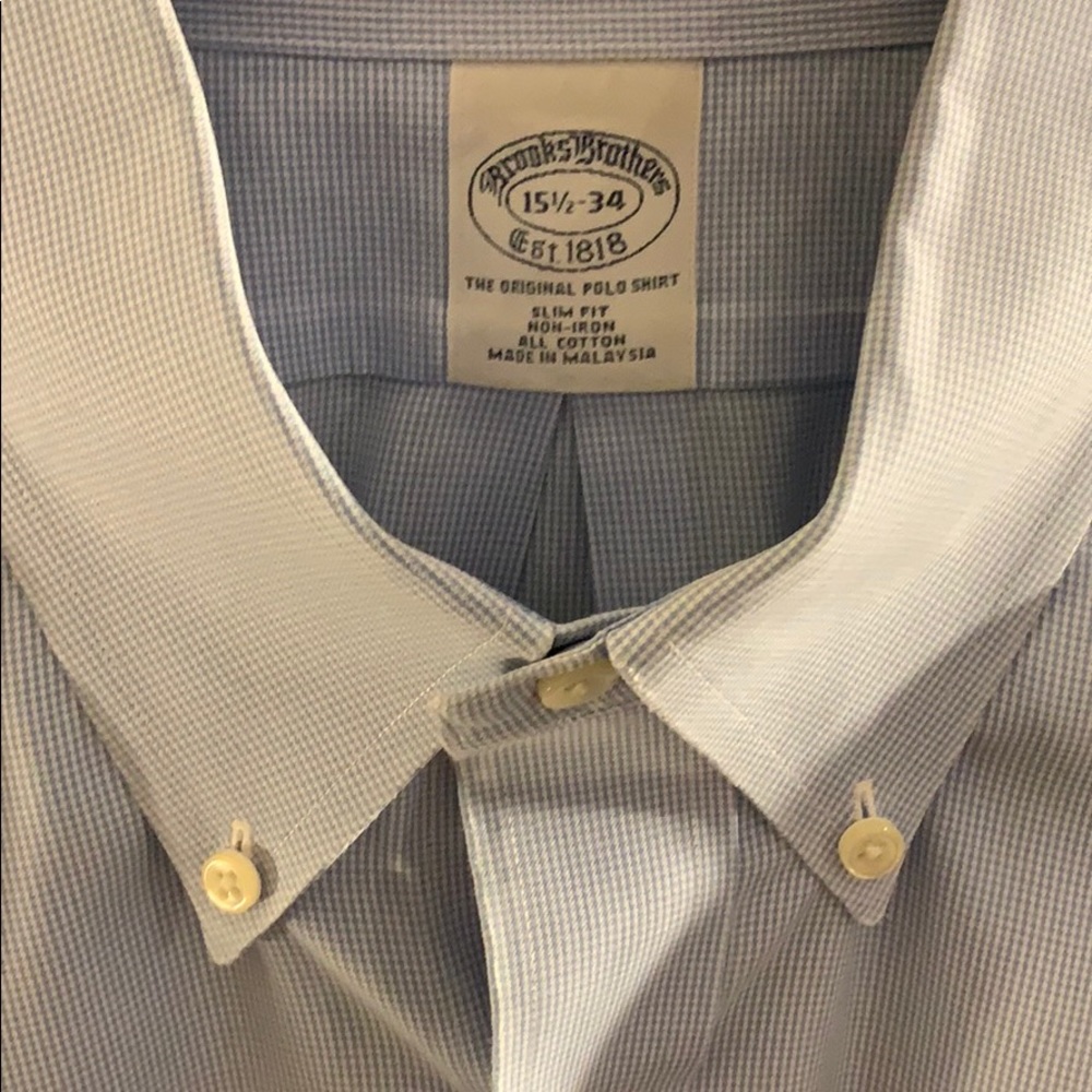 Brooks Brothers microcheck dress shirt.